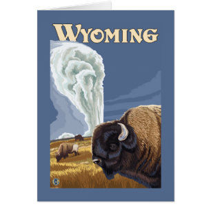 Buffalo by Old Faithful Vintage Travel Poster