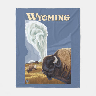 Buffalo by Old Faithful Vintage Travel Poster Fleece Blanket