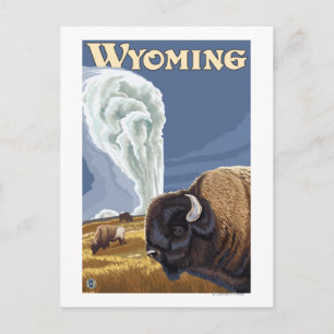 Buffalo by Old Faithful Vintage Travel Poster Postcard