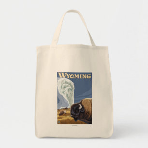 Buffalo by Old Faithful Vintage Travel Poster Tote Bag