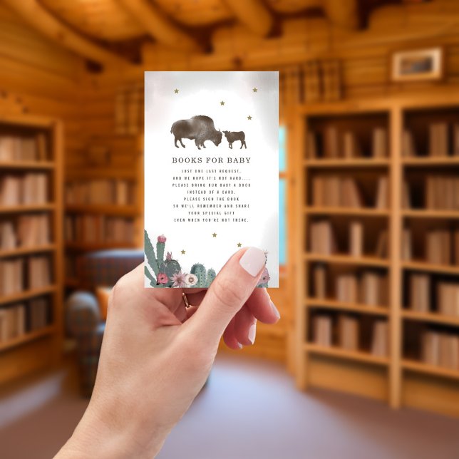 Buffalo Cactus Pink Girl Baby Shower Book Request  Enclosure Card (Creator Uploaded)