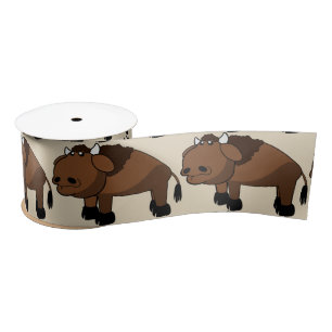 buffalo cartoon ribbon satin ribbon