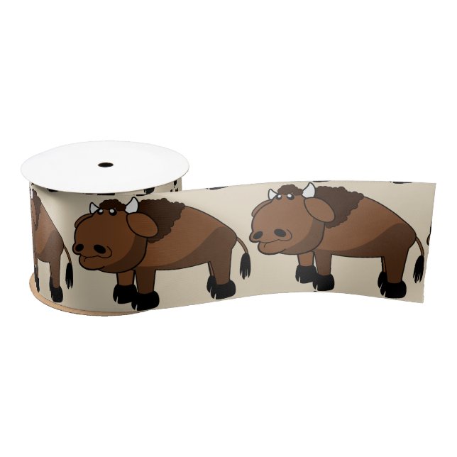 buffalo cartoon ribbon satin ribbon (Spool)