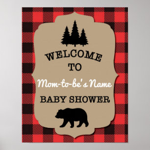 Buffalo Check Baby Shower Welcome Sign