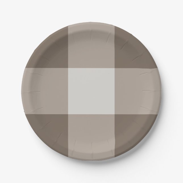 Buffalo Check Beige Cream Ivory Gingham Paper Plate (Front)