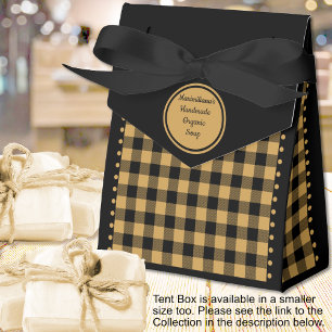 Buffalo Check - Black and Gold - 4x2x5 Tent Favour Box