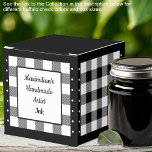 Buffalo Check - Black and White Classic Favour Box<br><div class="desc">Classic black and white buffalo check favour box. Text on both sides of the box is customisable. If you use the 'edit design' button/tool,  you can also add your own images/photos. Other colorways available.
See the Collection of all box sizes & buffalo check colours here:
https://www.zazzle.com/collections/boxes_product_promotional_gift_buffalo_check-119842043554925619</div>