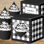 Buffalo Check - Black and White - Heart Favour Box<br><div class="desc">Heart black and white buffalo check favour box. Text on the back of the box is customisable. If you use the 'edit design' button/tool,  you can also add your own images/photos. Other colorways available.

See the Collection of all box sizes & buffalo check colours here:
https://www.zazzle.com/collections/boxes_product_promotional_gift_buffalo_check-119842043554925619</div>
