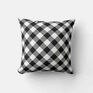 buffalo check black and white pattern cushion