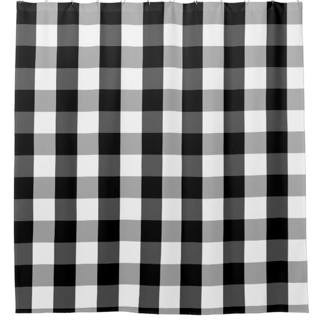 Buffalo Check Black and White Shower Curtain (Front)