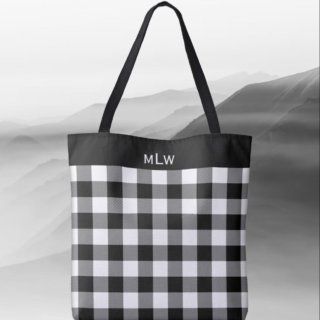 Buffalo Check-Black and White Tote Bag (Creator Uploaded)