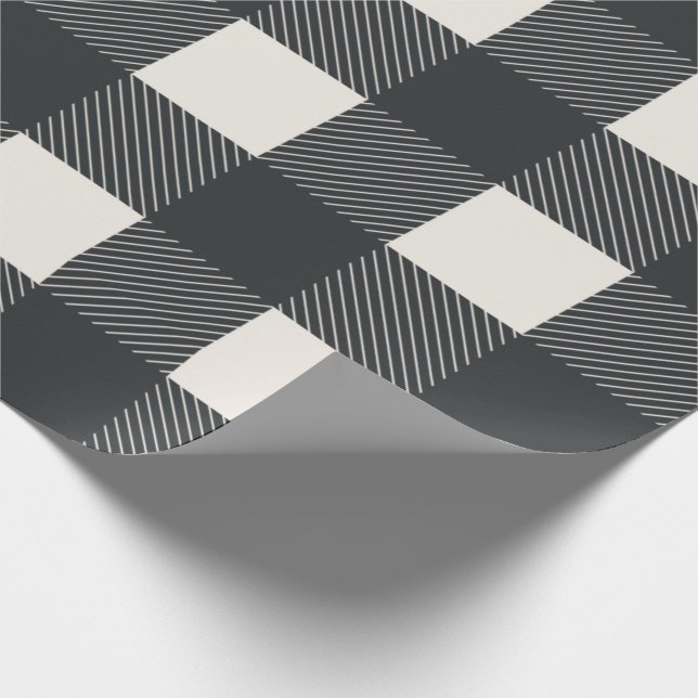 Buffalo Check Black Simple Stylish Trendy Wrapping Paper (Corner)