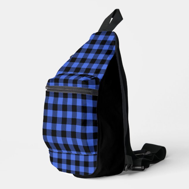 Buffalo Check Blue and Black Lumberjack Plaid Sling Bag (Right Corner)