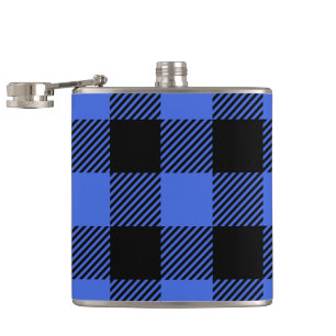 Buffalo Check Blue & Black Lumberjack Plaid Decor Hip Flask