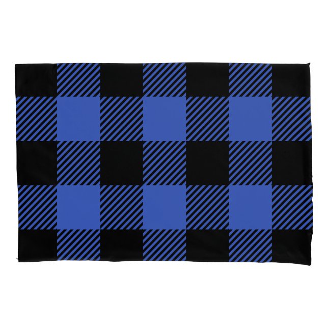 Buffalo Check Blue & Black Lumberjack Plaid Decor Pillowcase (Front)