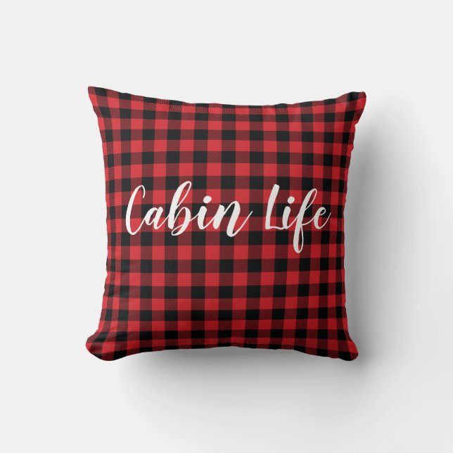 Buffalo Check Cabin Life Wilderness Throw Pillow (Front)