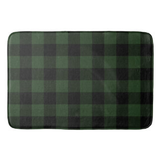 Buffalo Check Celtic Green and Black Squares Plaid Bath Mat