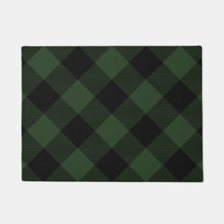 Buffalo Check Celtic Green and Black Squares Plaid Doormat