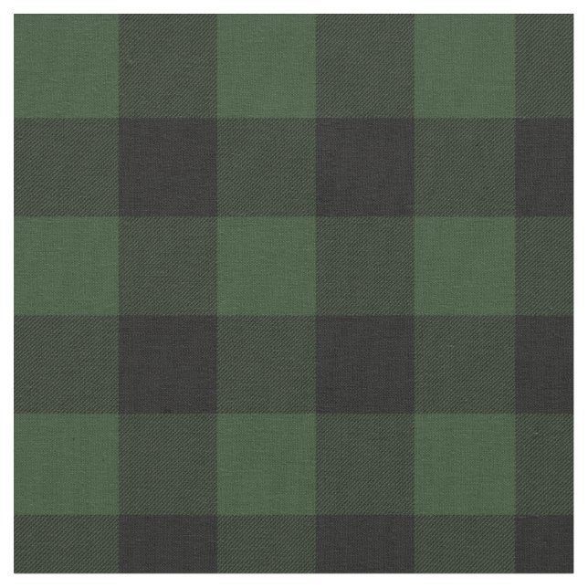 Buffalo Check Celtic Green and Black Squares Plaid Fabric (Close Up)