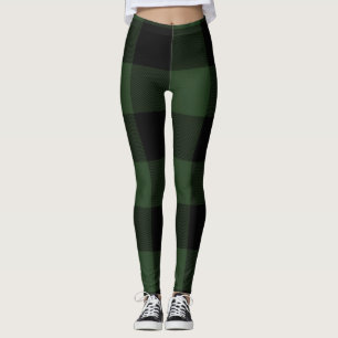 Buffalo Check Celtic Green and Black Squares Plaid Leggings