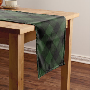 Buffalo Check Celtic Green and Black Squares Plaid Short Table Runner