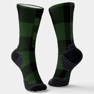 Buffalo Check Celtic Green and Black Squares Plaid Socks