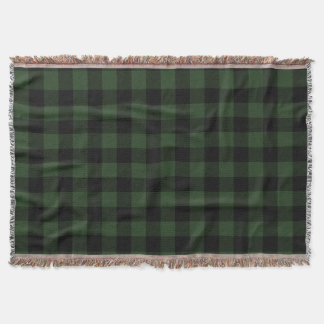 Buffalo Check Celtic Green and Black Squares Plaid Throw Blanket