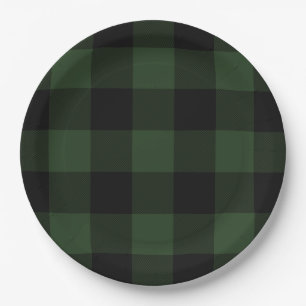 Buffalo Check Celtic Green and Black Symmetry Paper Plate
