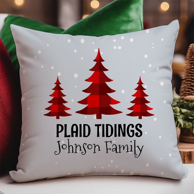 Buffalo Check Christmas Trees Plaid Tidings Cushion (Creator Uploaded)