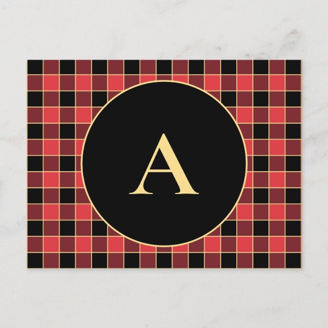 Buffalo Check Custom Colours SVG Save the Date Postcard (Front)