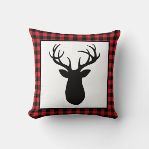 Buffalo Check Deer Wilderness Cabin Throw Pillow