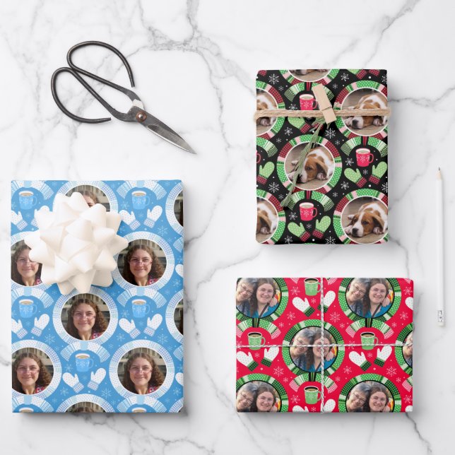 Buffalo Check Dot Christmas Scarf Photo Wrapping Paper Sheet (Front)