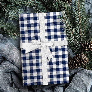 Buffalo Check gingham pattern navy blue Wrapping Paper