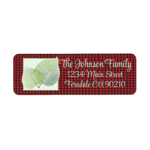 Buffalo Check Glitter Botanical Address Return  Label