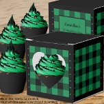 Buffalo Check - Green and Black - Heart Favour Box<br><div class="desc">Heart green and black buffalo check favour box. Text on the back of the box is customisable. If you use the 'edit design' button/tool,  you can also add your own images/photos. Other colorways available.

See the Collection of all box sizes & buffalo check colours here:
https://www.zazzle.com/collections/boxes_product_promotional_gift_buffalo_check-119842043554925619</div>