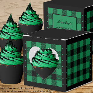 Buffalo Check - Green and Black - Heart Favour Box