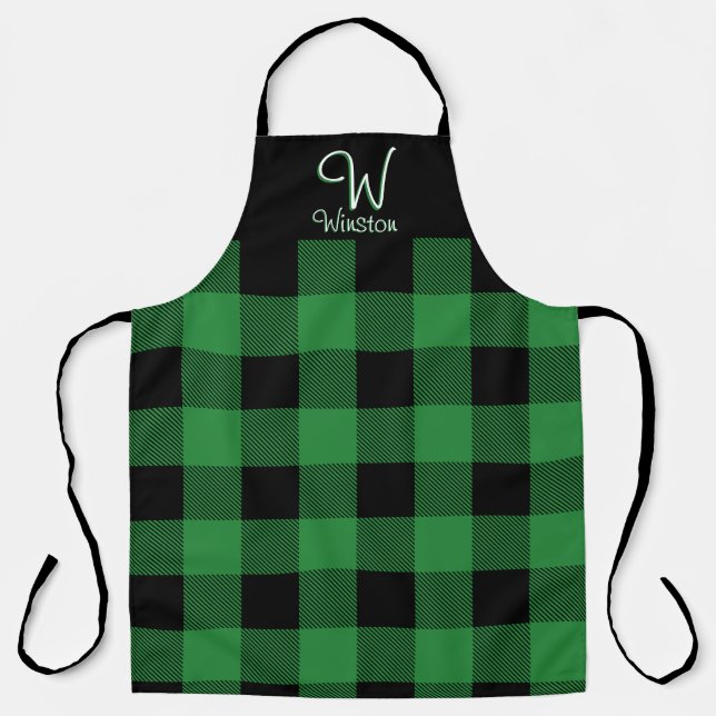 Buffalo Check Green Plaid Apron (Front)