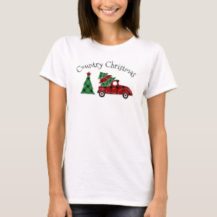 Buffalo Check Holiday Truck Country Christmas T-Shirt