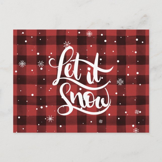Buffalo Check Let It Snow Postcard (Front)