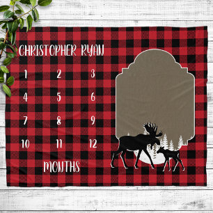 Buffalo Check Lumberjack Baby Milestone Fleece Blanket