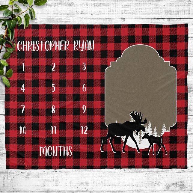Buffalo Check Lumberjack Baby Milestone Fleece Blanket (Creator Uploaded)