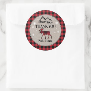 Buffalo Check Lumberjack Thank You Classic Round Sticker