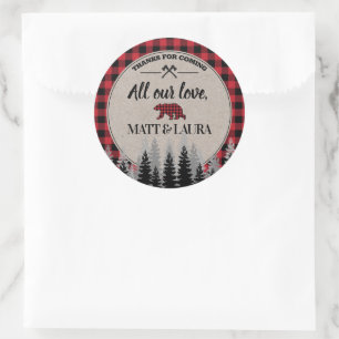 Buffalo Check Lumberjack Thank You Classic Round Sticker
