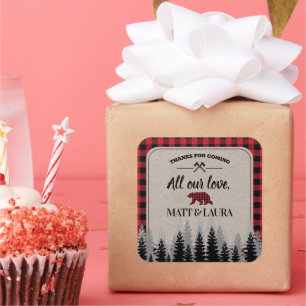 Buffalo Check Lumberjack Thank You Square Sticker