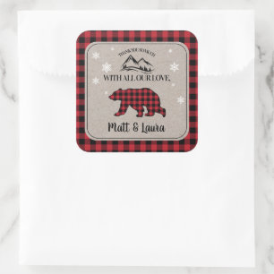 Buffalo Check Lumberjack Thank You Square Sticker