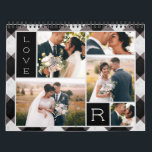 Buffalo Check Newlyweds First Year Wedding Photos Calendar<br><div class="desc">Farmhouse Buffalo Plaid Check custom wedding or family photography collage calendar with your wedding day or family pictures - a watercolor textured pattern in dark grey, black, and off white. A beautiful keepsake of your images arranged in a pretty and professional layout. Plus a single large image displayed for each...</div>