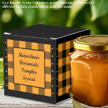 Buffalo Check - Orange and Black - Classic Favour Box<br><div class="desc">Classic orange and black buffalo check favour box. Text on both sides of the box is customisable. If you use the 'edit design' button/tool,  you can also add your own images/photos. Other colorways available.

See the Collection of all box sizes & buffalo check colours here:
https://www.zazzle.com/collections/boxes_product_promotional_gift_buffalo_check-119842043554925619</div>