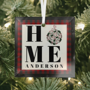 Buffalo check ornament "Home" personalised