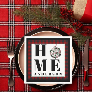 Buffalo check ornament "Home" personalised Napkin