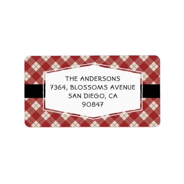 Buffalo Check Pattern Holiday Address Label (Front)